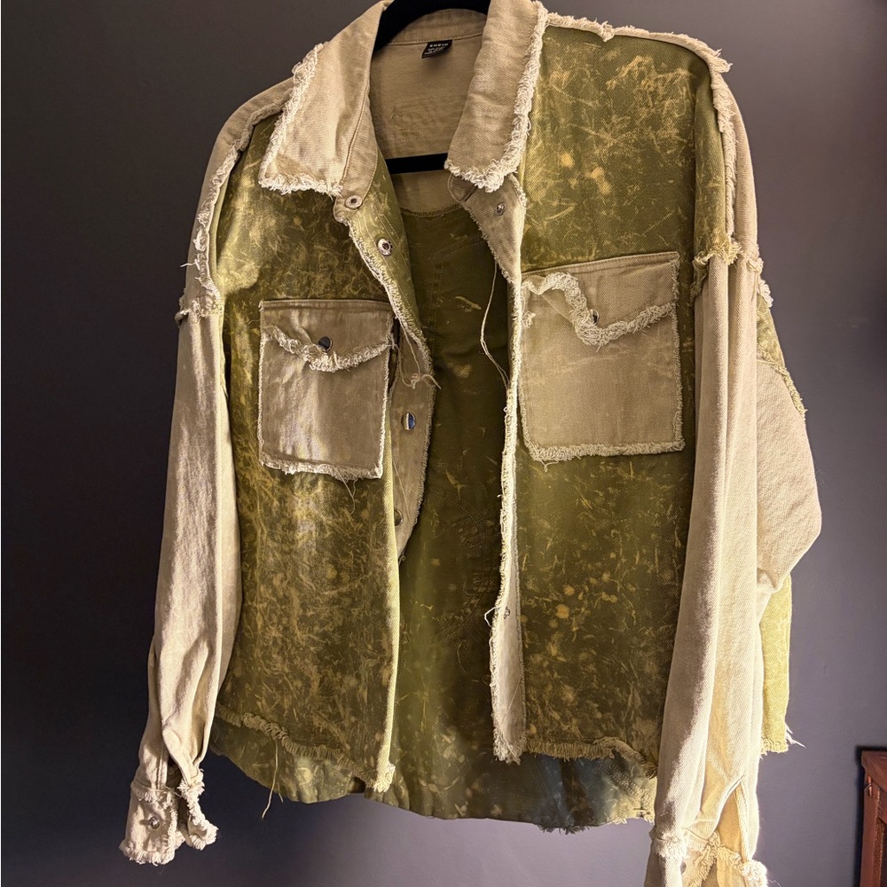 Distressed Green Flower Jacket